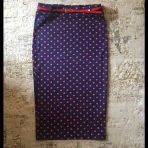 Poka-dot pencil skirt